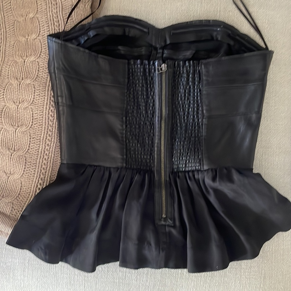 Rebecca Taylor Lamb Leather Top SZ 6 - Picture 4 of 6